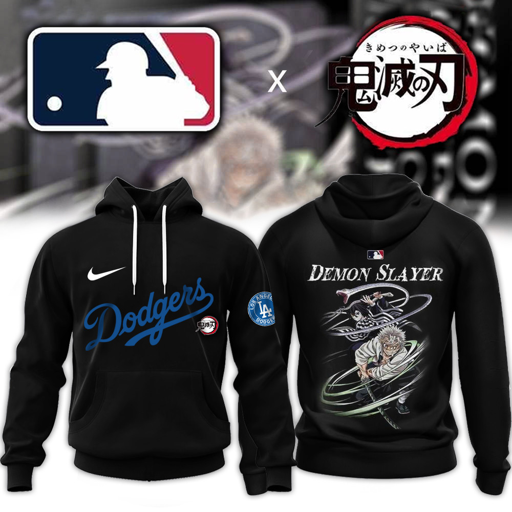 MLB x Demon Slayer Merch Hoodie Los Angeles Dodgers x Demon Slayer Merch Basketball Fan Gifts-1