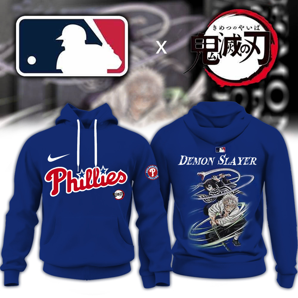 MLB x Demon Slayer Merch Hoodie Philadelphia Phillies x Demon Slayer Merch Gifts For Fans-1