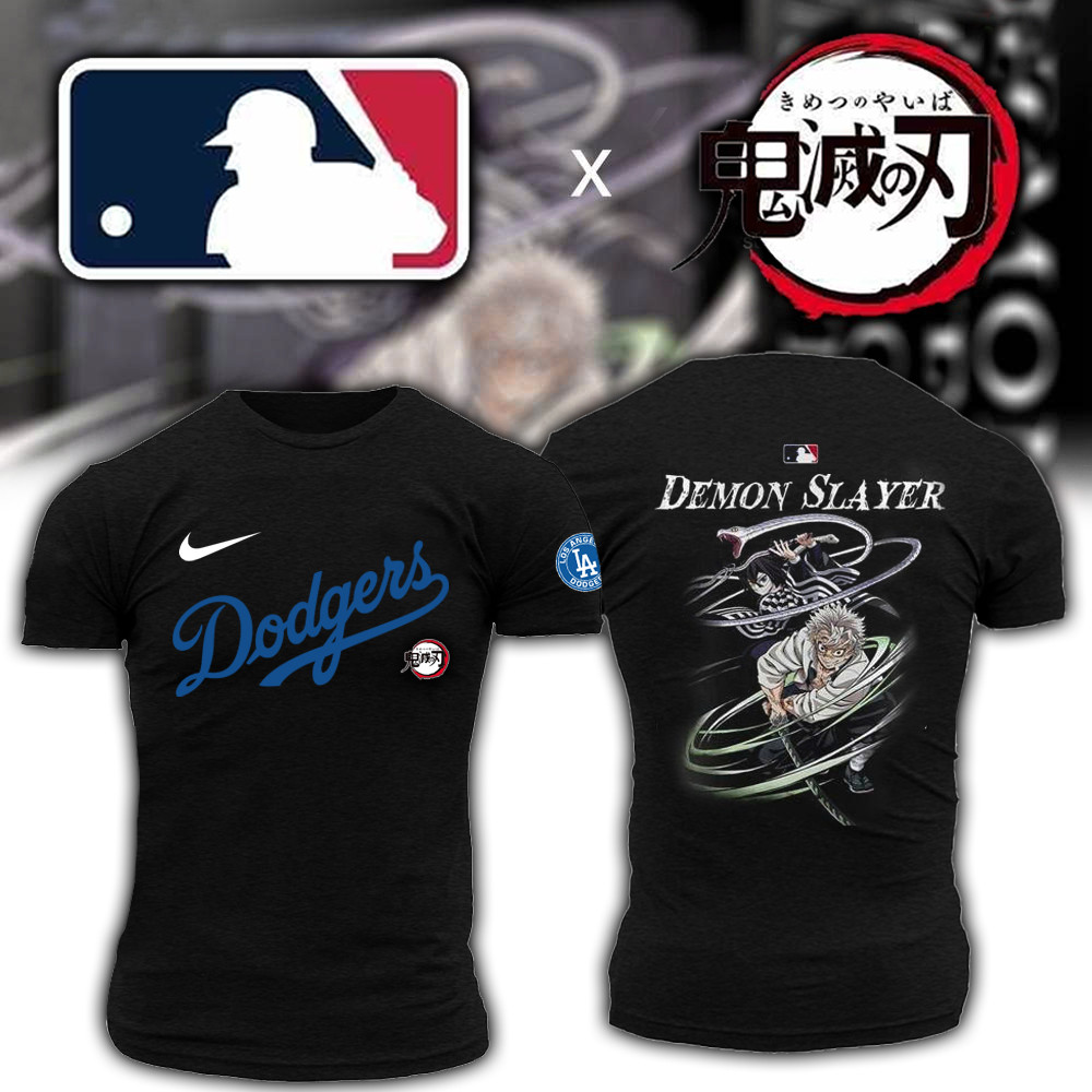 MLB x Demon Slayer Merch T-Shirt Los Angeles Dodgers x Demon Slayer Merch Basketball Fan Gifts-1
