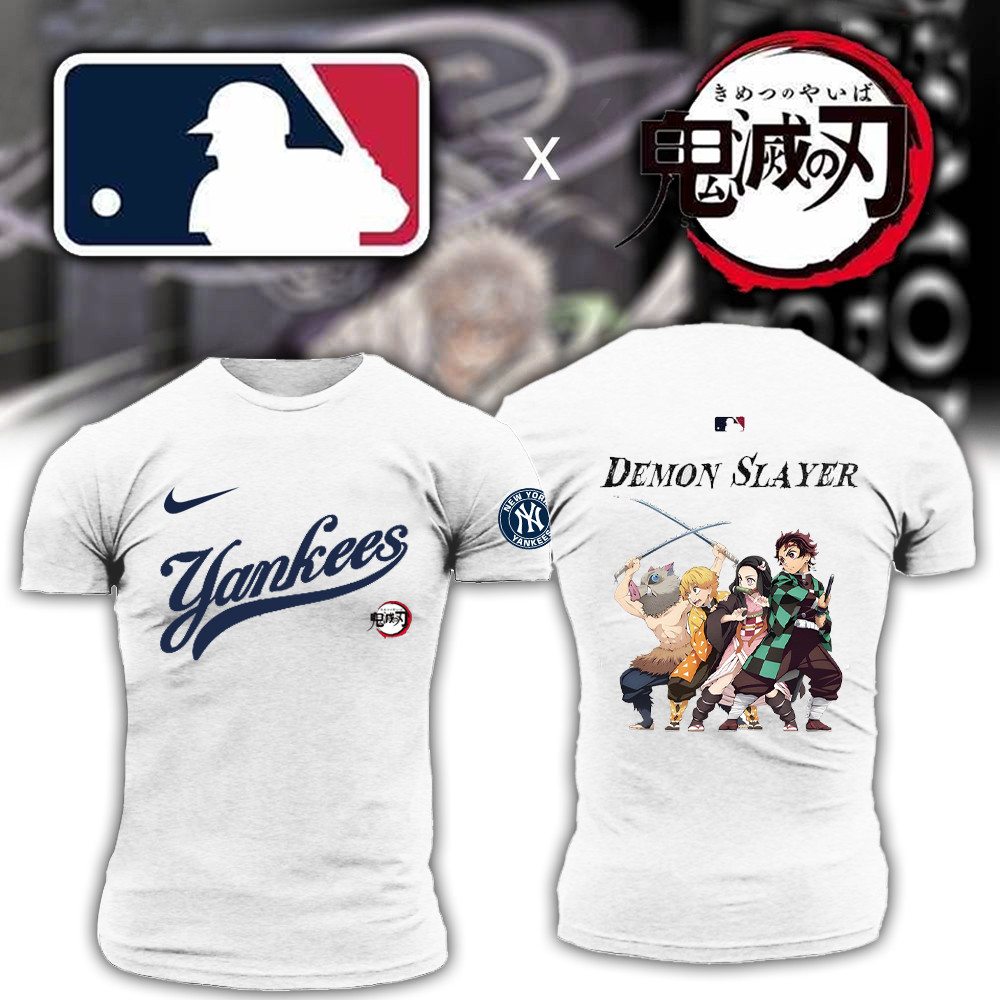 MLB x Demon Slayer Merch T-Shirt New York Yankees x Demon Slayer Merch Gifts For Basketball Fan-1