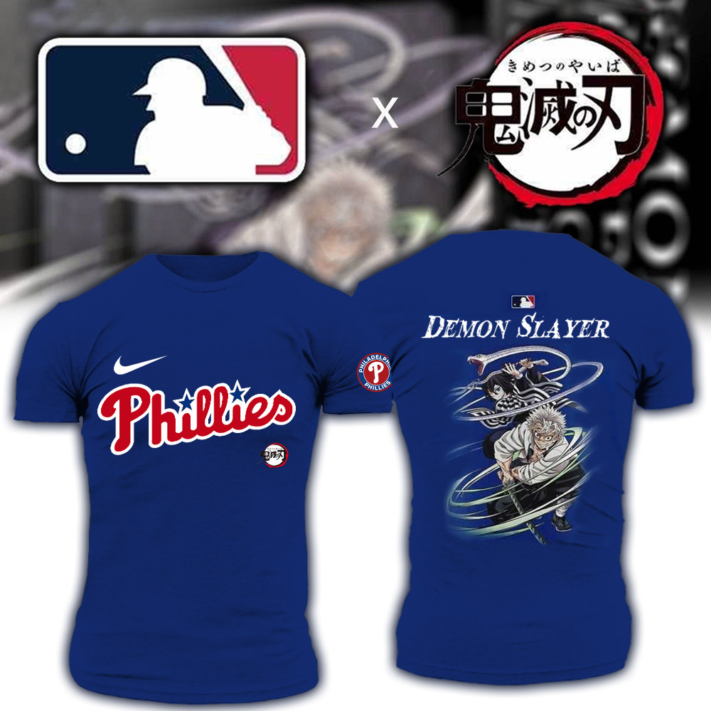 MLB x Demon Slayer Merch T-Shirt Philadelphia Phillies x Demon Slayer Merch Gifts For Fans-1