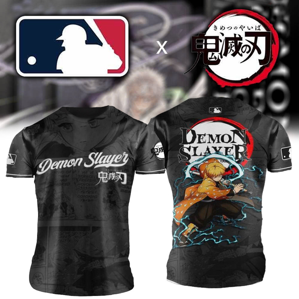 MLB x Demon Slayer Merch T-Shirt Zenitsu Demon Slayer Merch Presents For Basketball Fans-1