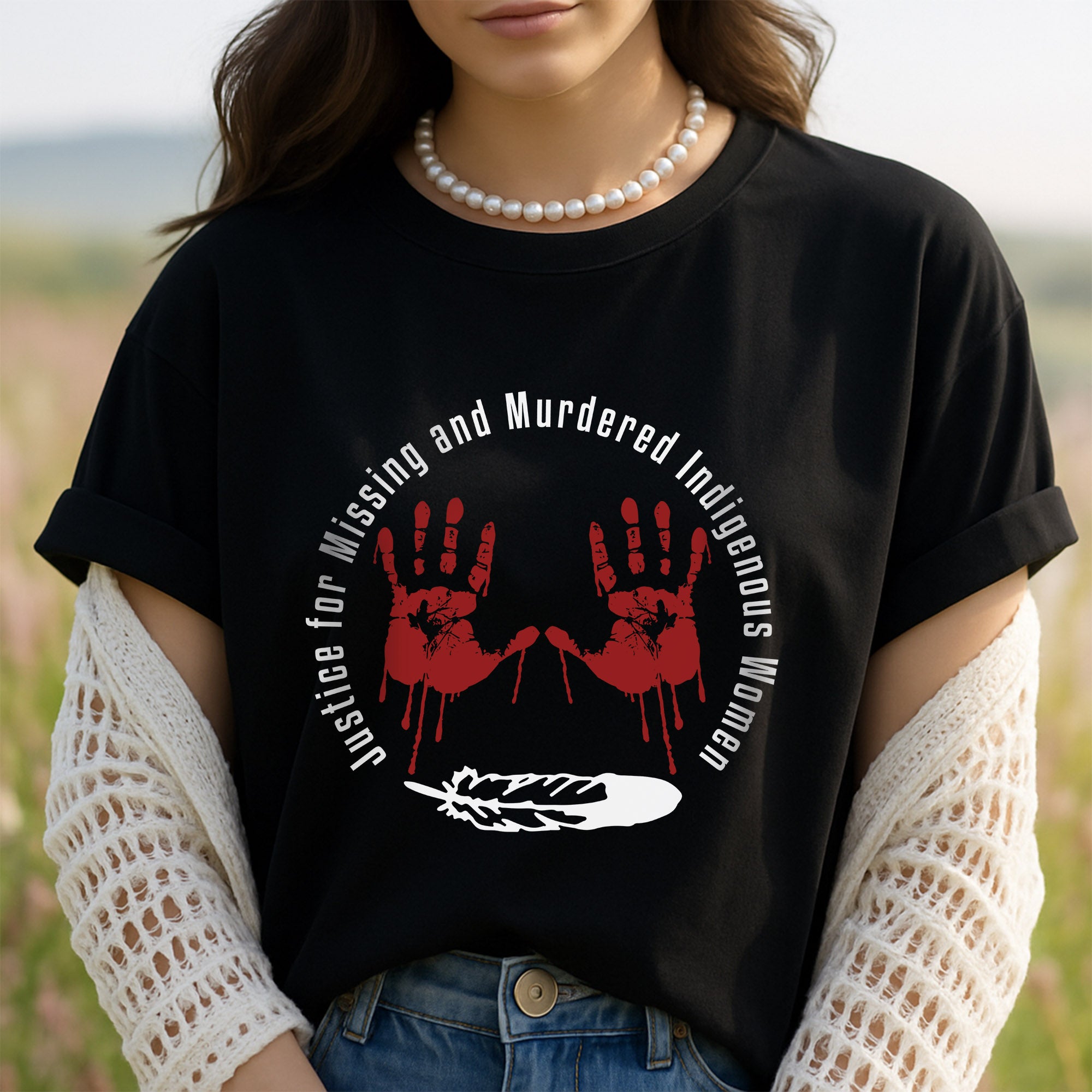 MMIW Awareness Justice For MMIW Red Hands Unisex TShirtHoodieSweatshirt-1