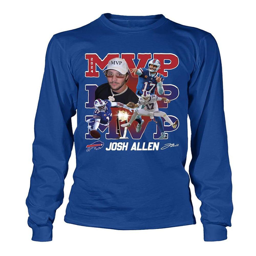 MVP 2024 Buffalo Bills Josh Allen Long Sleeve T-Shirt Best Gifts For Football Fans-1