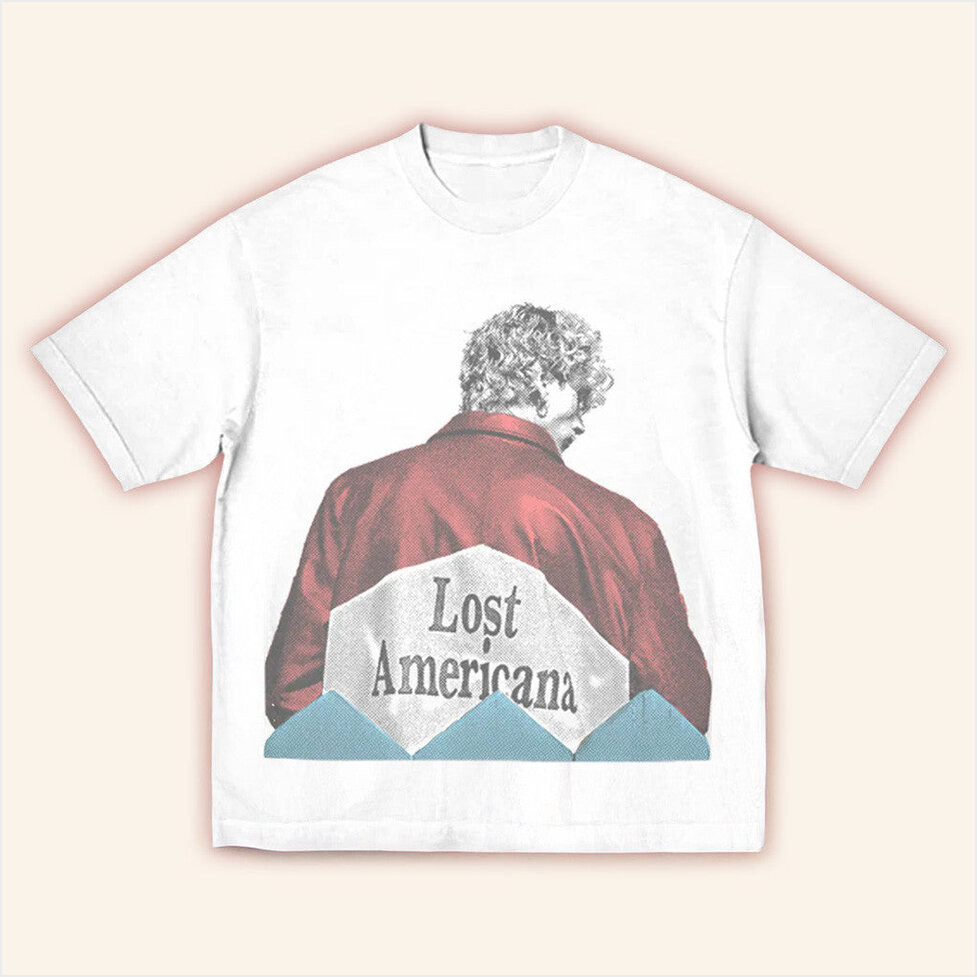 Machine Gun Kelly Merch Lost American Photo T-Shirt White Gifts For Him Birthday Gifts For Fans-1