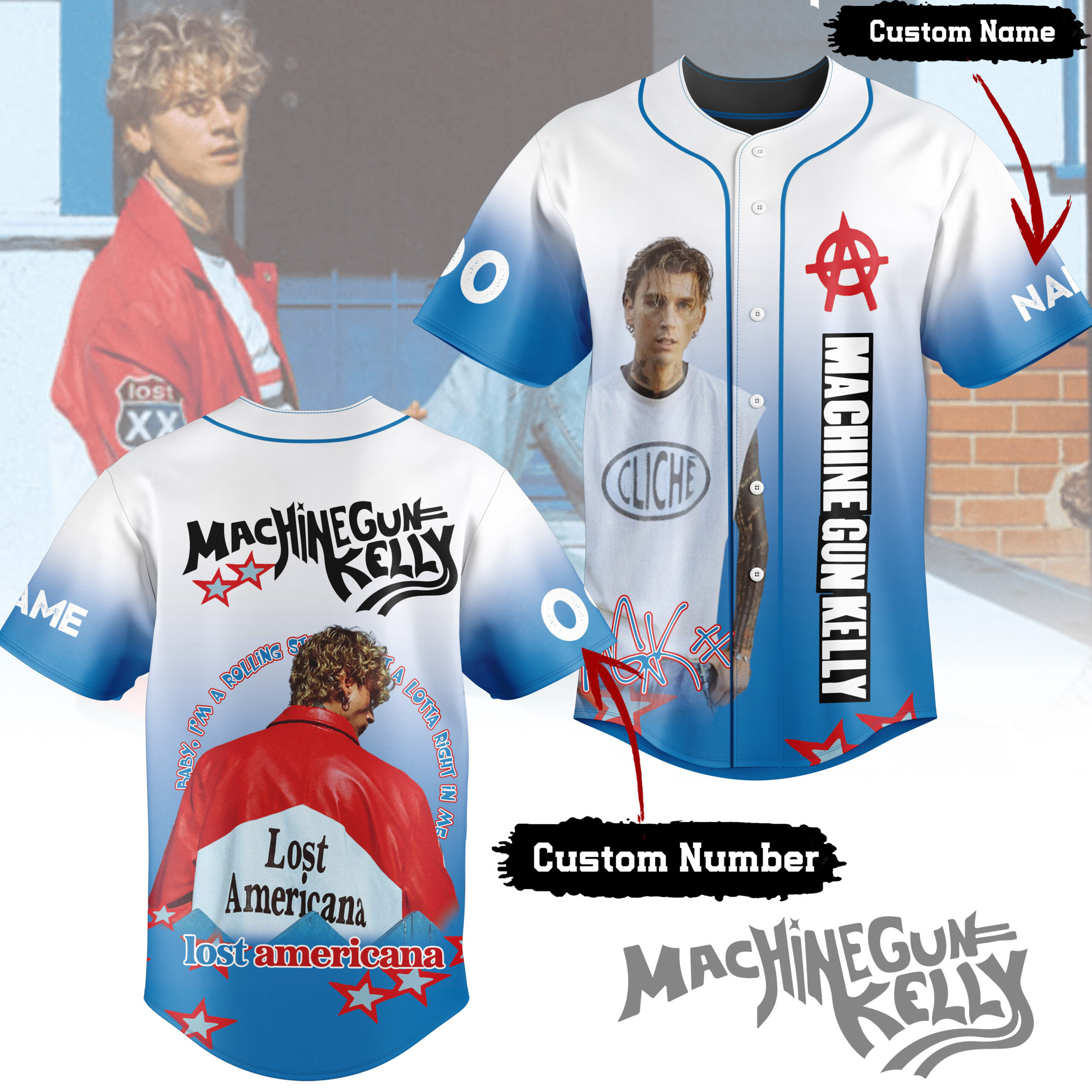 Machine Gun Kelly Music Personalized Baseball Jersey For Fans-1