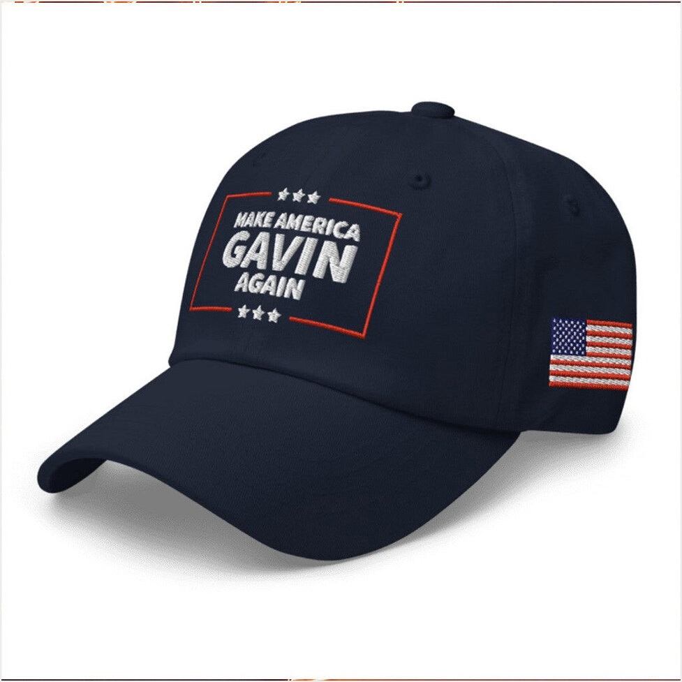 Make America Gavin Again Hat Gavin Newsom Patriot Merch Embroidered Navy Hat Gifts For Husband-1