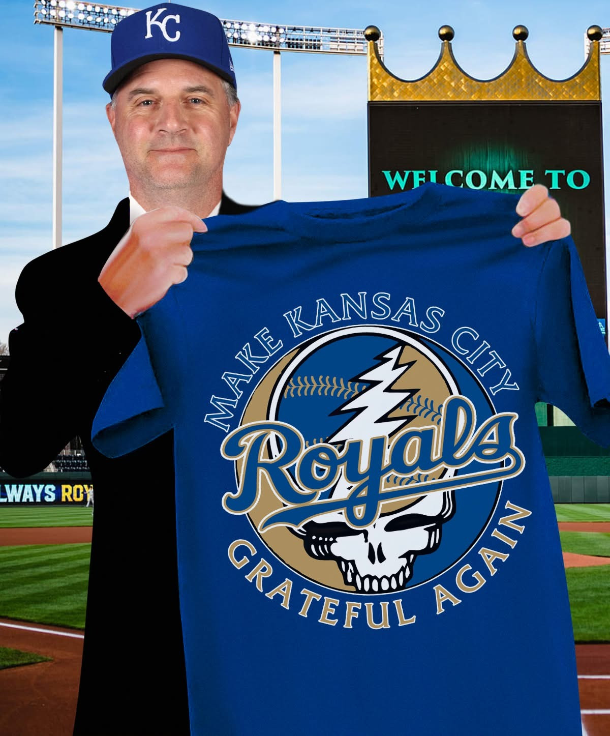 Make Kansas City Royals X Grateful Dead Again Skull T-Shirt Kansas City Royals Merch-1