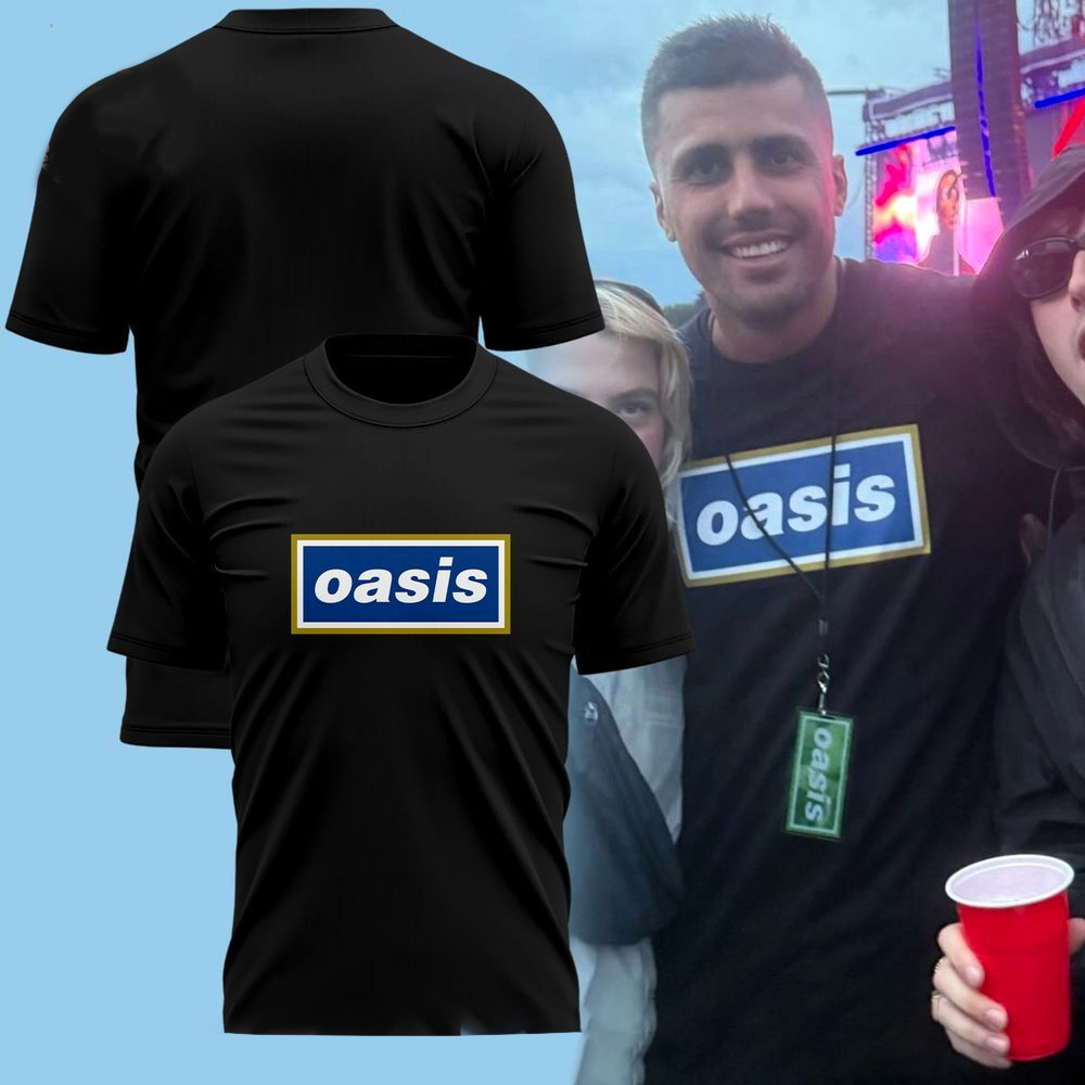 Manchester City's Rodri Spotted In The Iconic Oasis Gallagher Hill T-Shirt Oasis Merch For Fans-1