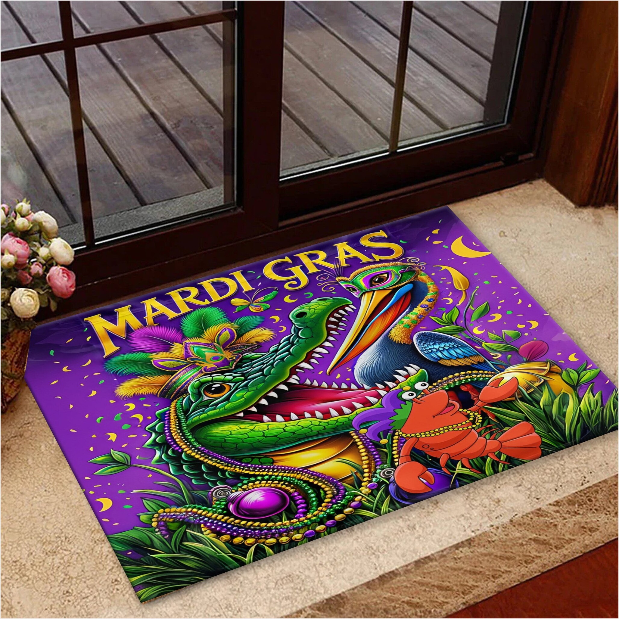 Mardi Gras Doormat Alligator Crawfish And Pelican Mardi Gras Doormat Fat Tuesday Welcome Mat-1 Mardi Gras Doormat Alligator Crawfish And Pelican Mardi Gras Doormat Fat Tuesday Welcome Mat-1