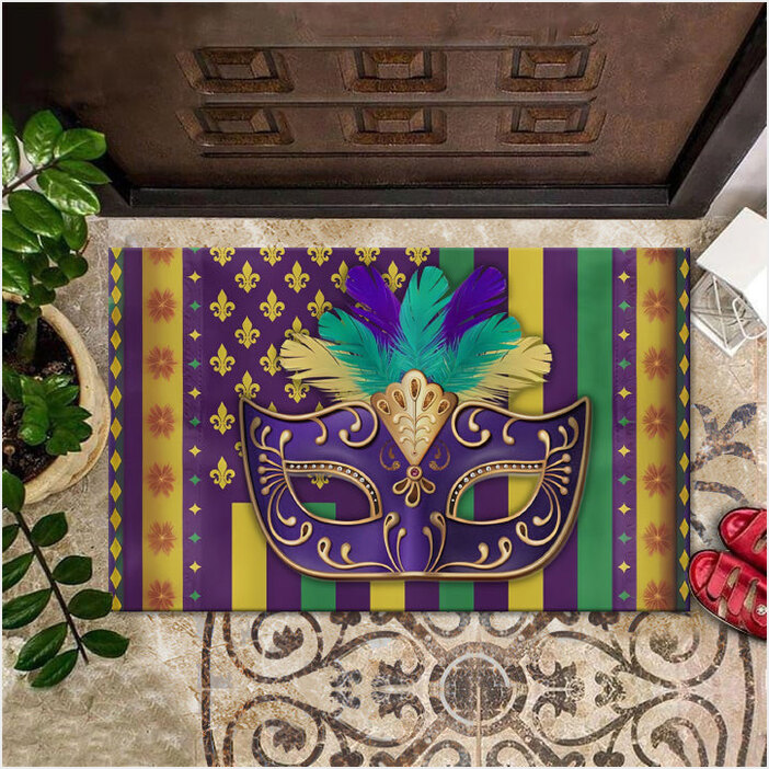 Mardi Gras Doormat Fleur De Lis Welcome Mat Carnival Party Decoration Gifts For Best Friend-1