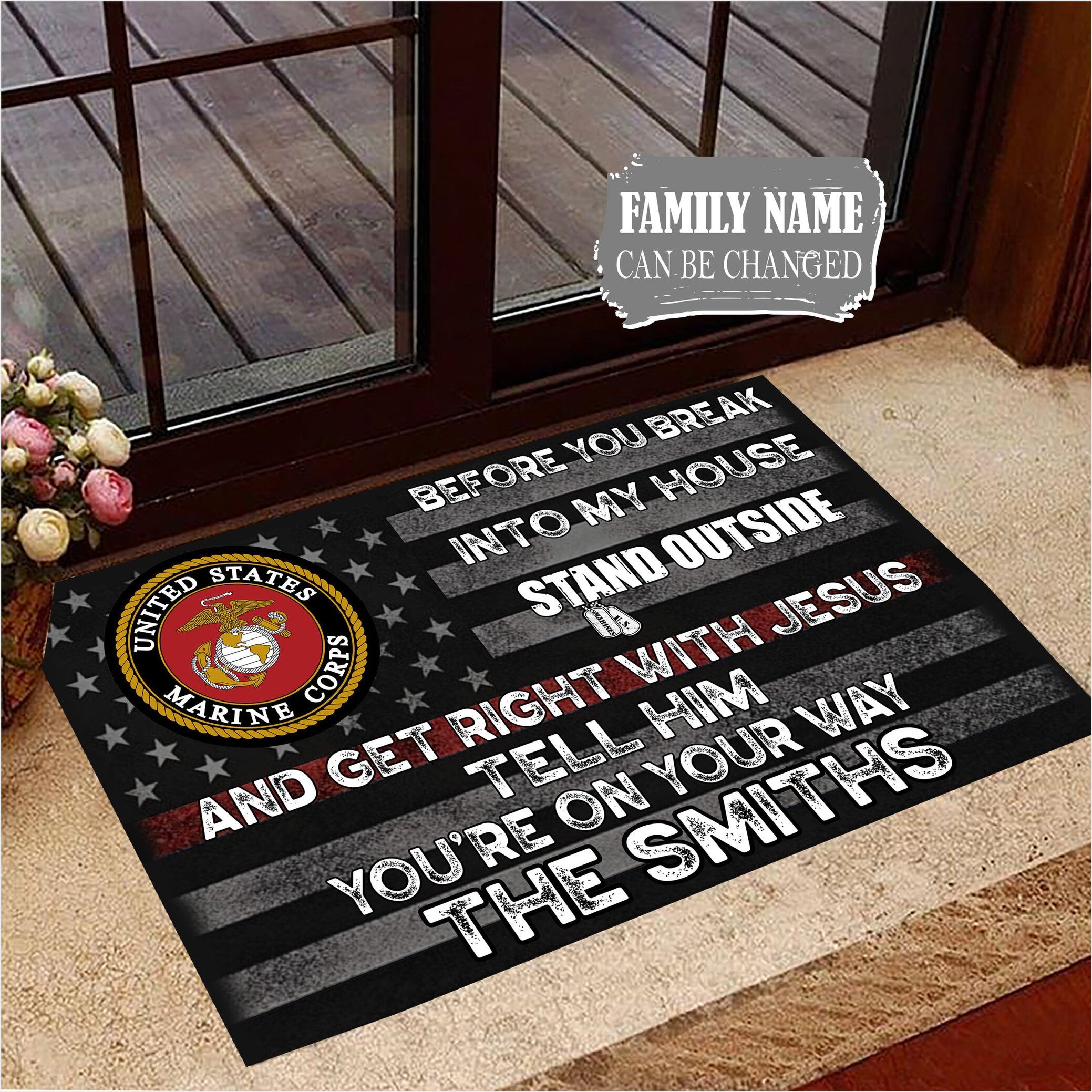 Marine Corps Before You Break Into My House Doormat Unique USMC Marine Corps Merchandise-1