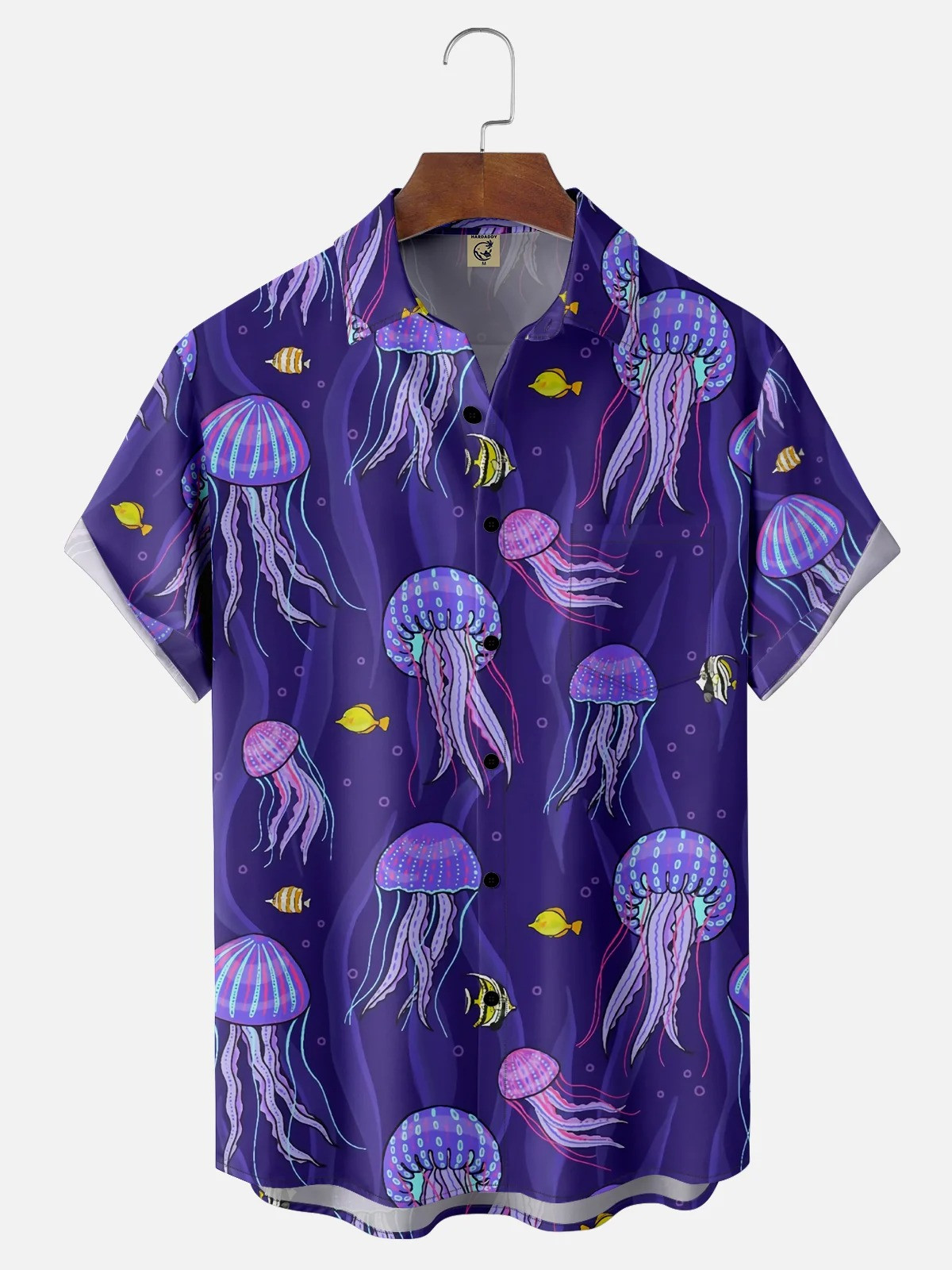 Marine Jellyfish Chest Pocket Hawaiian Shirt-1