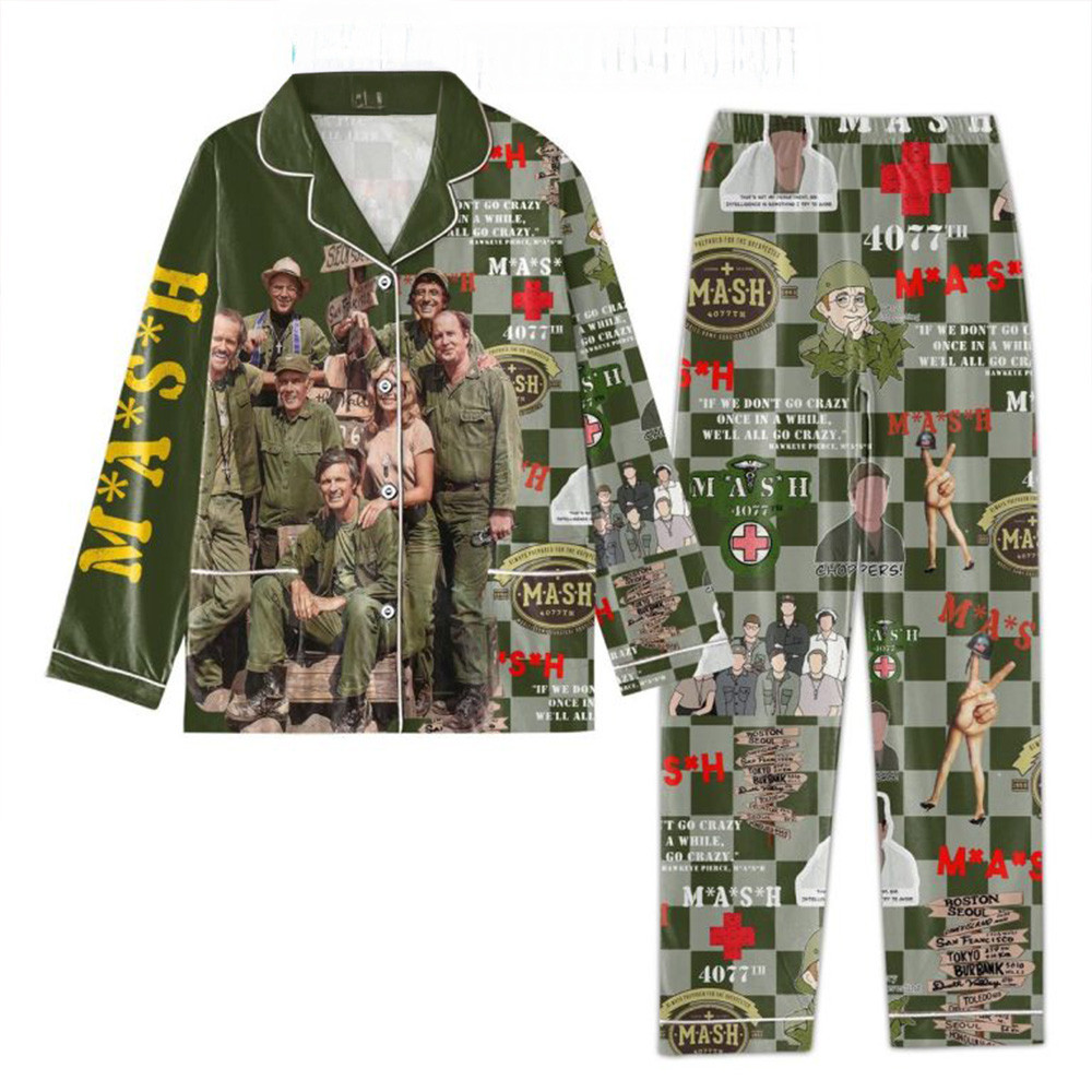 Mash 4077th Don't Go Crazy A White Go Crazy Pajamas Set Mash 4077th Merch Gift For Mother-1