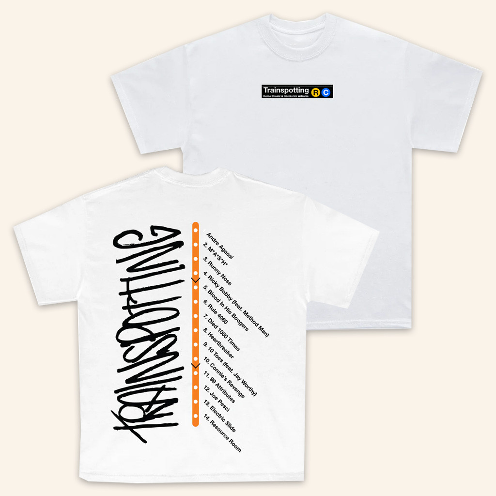 Massappeal Merch Rome Rome Streetz And Conductor Williams Trainspotting White T-Shirt-1