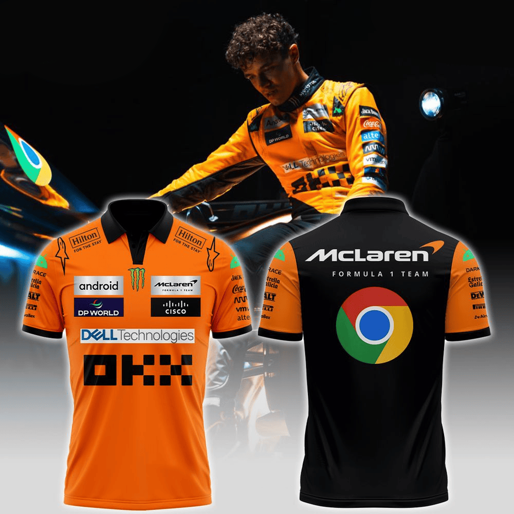McLaren Formula 1 x Google Chrome Polo Shirt Top Father's Day Gifts For Racing Fans-1