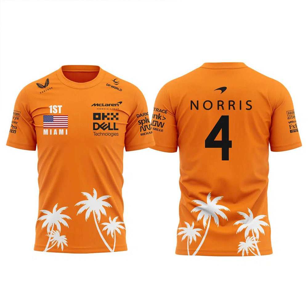 Mclaren F1 Merch McLaren F1 Team Lando Norris 1st Miami GP T-Shirt Fathers Day Presents-1