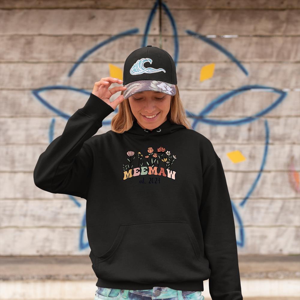 Meemaw Grandma Est 2024 New Grandmother Women-1