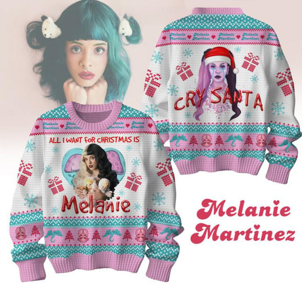 Melanie Martinez All I Want For Christmas Is Cry Santa Ugly Sweater Gifts For Music Lovers-1