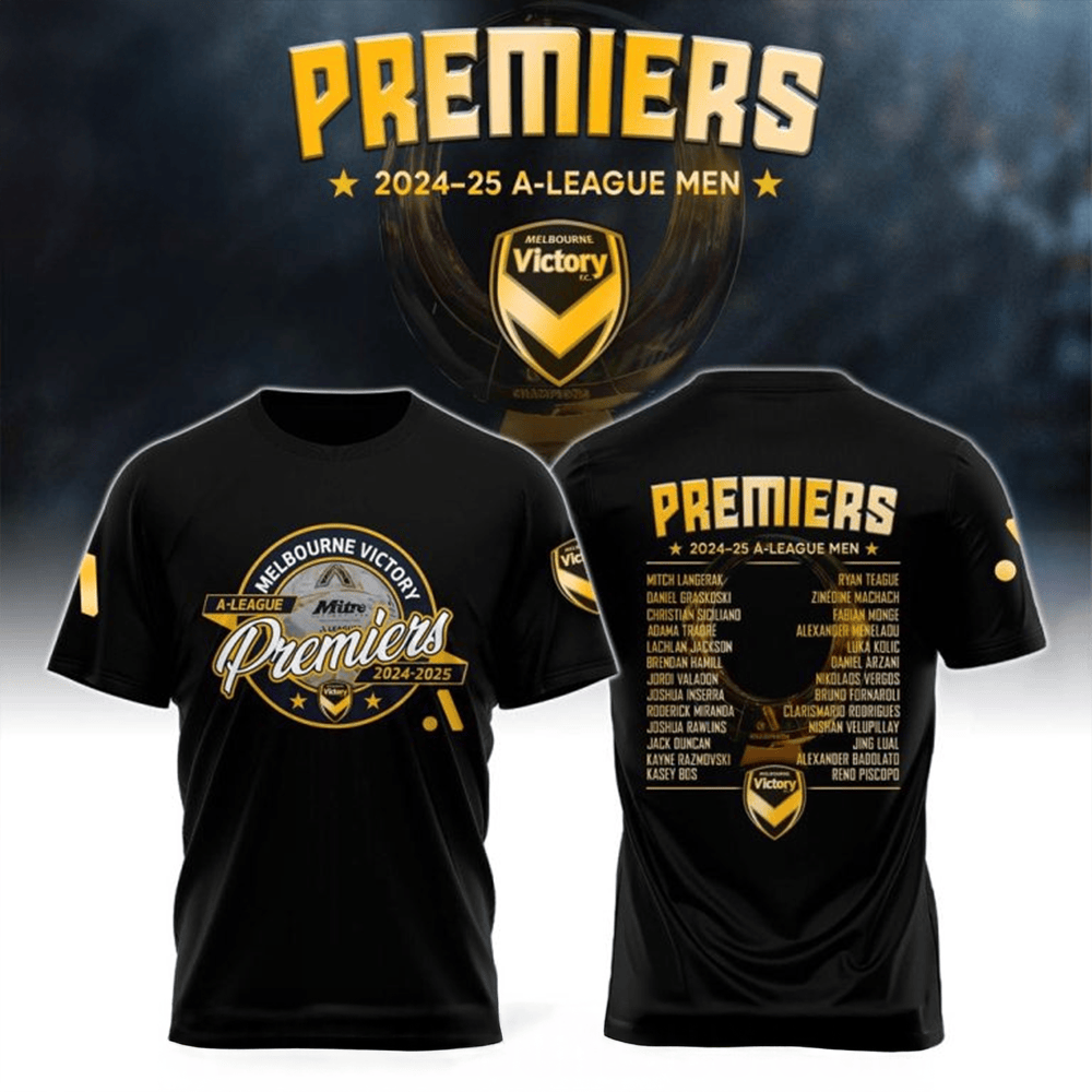 Melbourne City Victory 2024-25 A-League Men's Premiers T-Shirt Simple Father's Day Gift Ideas-1