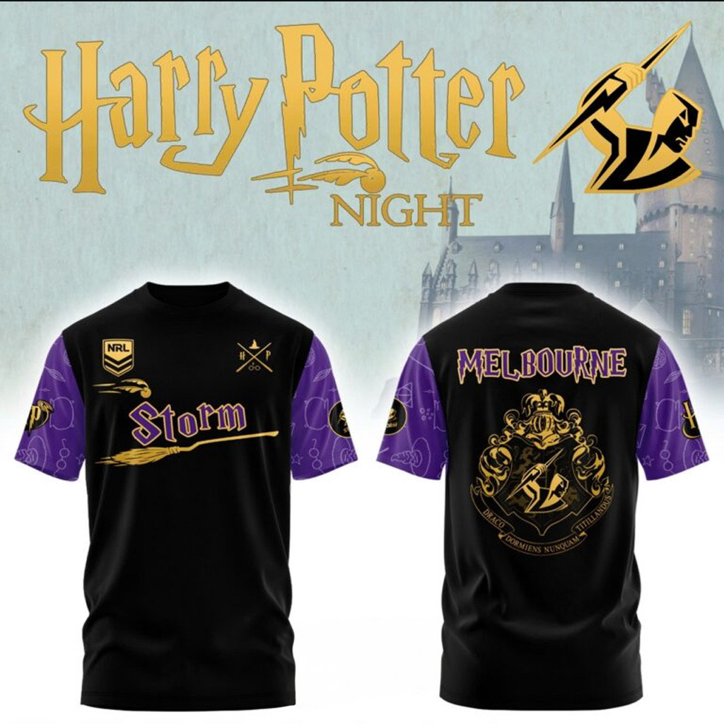 Melbourne Storm NRL Team Harry Potter T-Shirt Melbourne Storm Merch Gift For Fans-1