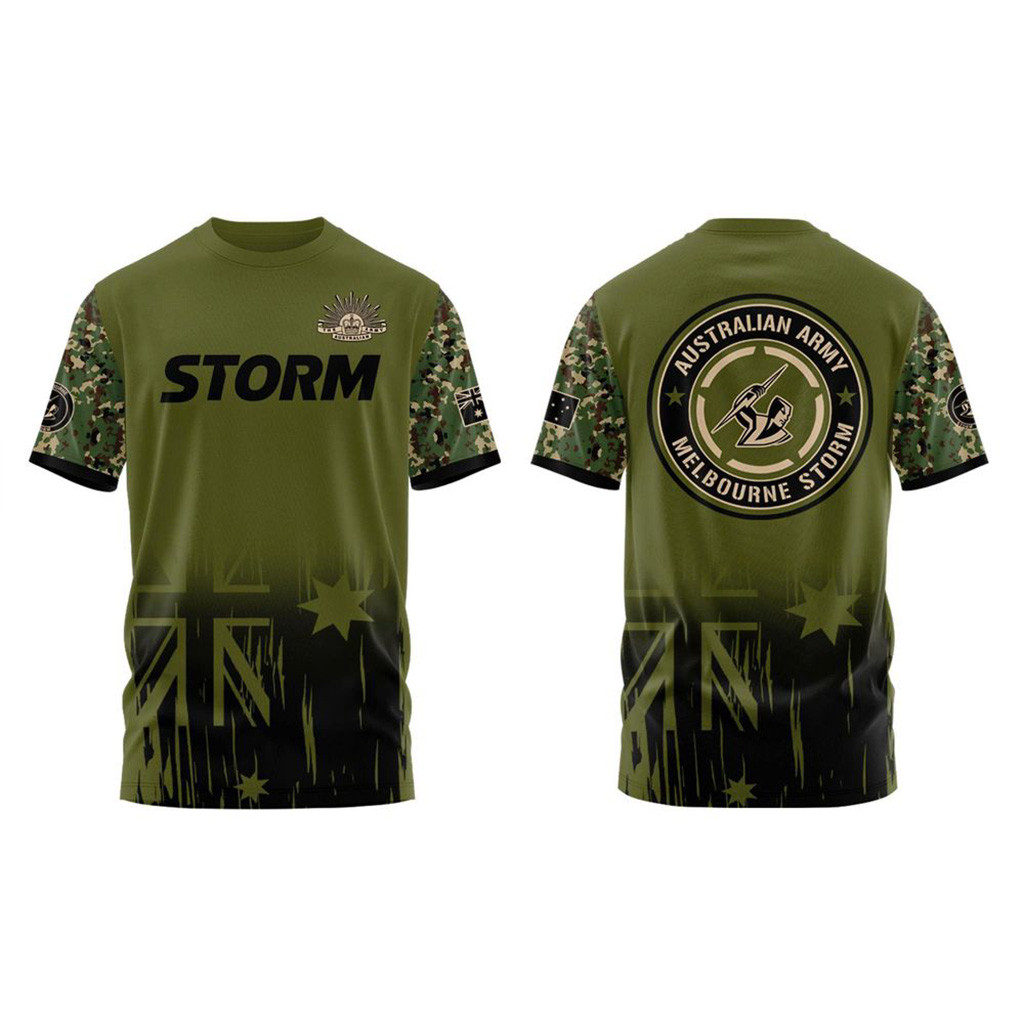 Melbourne Storm Nrl X Australian Army Shirt Fan Merch Gift Ideas For Husband-1