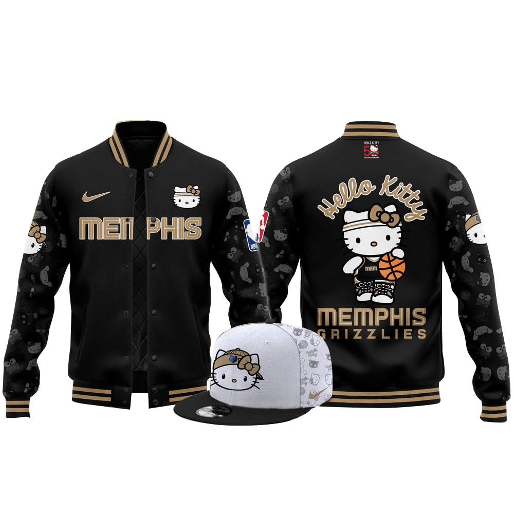 Memphis Grizzlies x Hello Kitty Night Limited Varsity Jacket Memphis Grizzlies Merch Fans Gifts-1