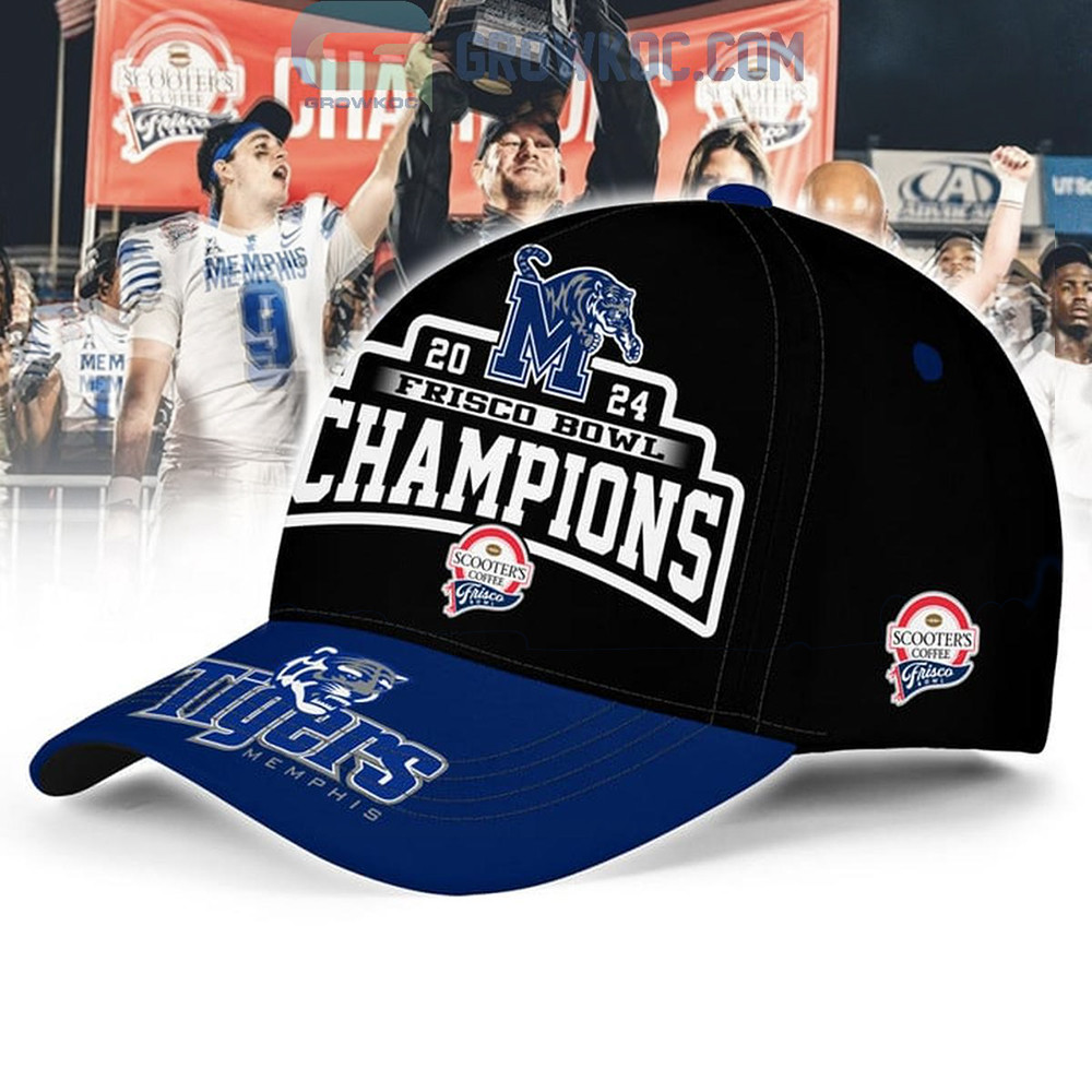 Memphis Tigers 2024 Scooter Coffee Frisco Bowl Champions Hat Presents For Basketball Fans-1