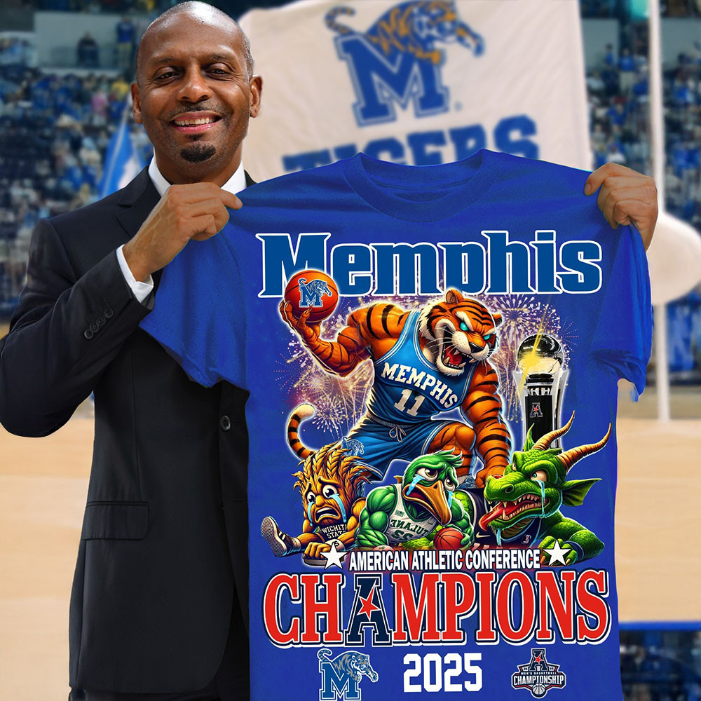Memphis Tigers American Athletic Conference Champions 2025 Shirt Best Father's Day Gifts For Dad-1
