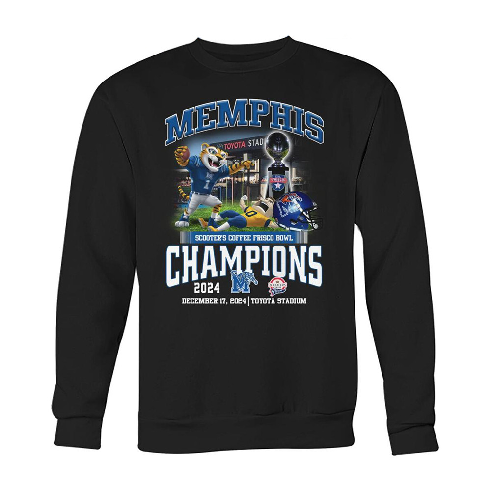 Memphis Tigers Scooters Coffee Frisco Bowl Champions 2024 Sweatshirt Gifts For Basketball Fan-1