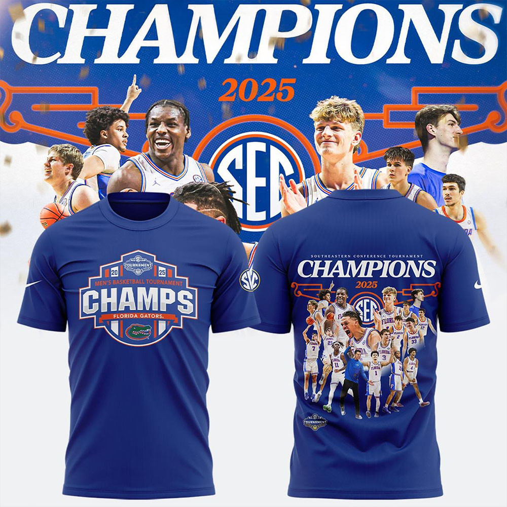 Men's Basketball SEC Tournament Champions Florida Gators T-Shirt Stepdad Gifts For Father's Day-1