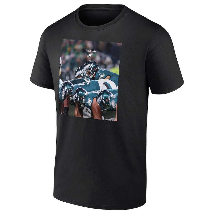 Men's Black Philadelphia Eagles Push On T-Shirt Presents For Football Lovers-1
