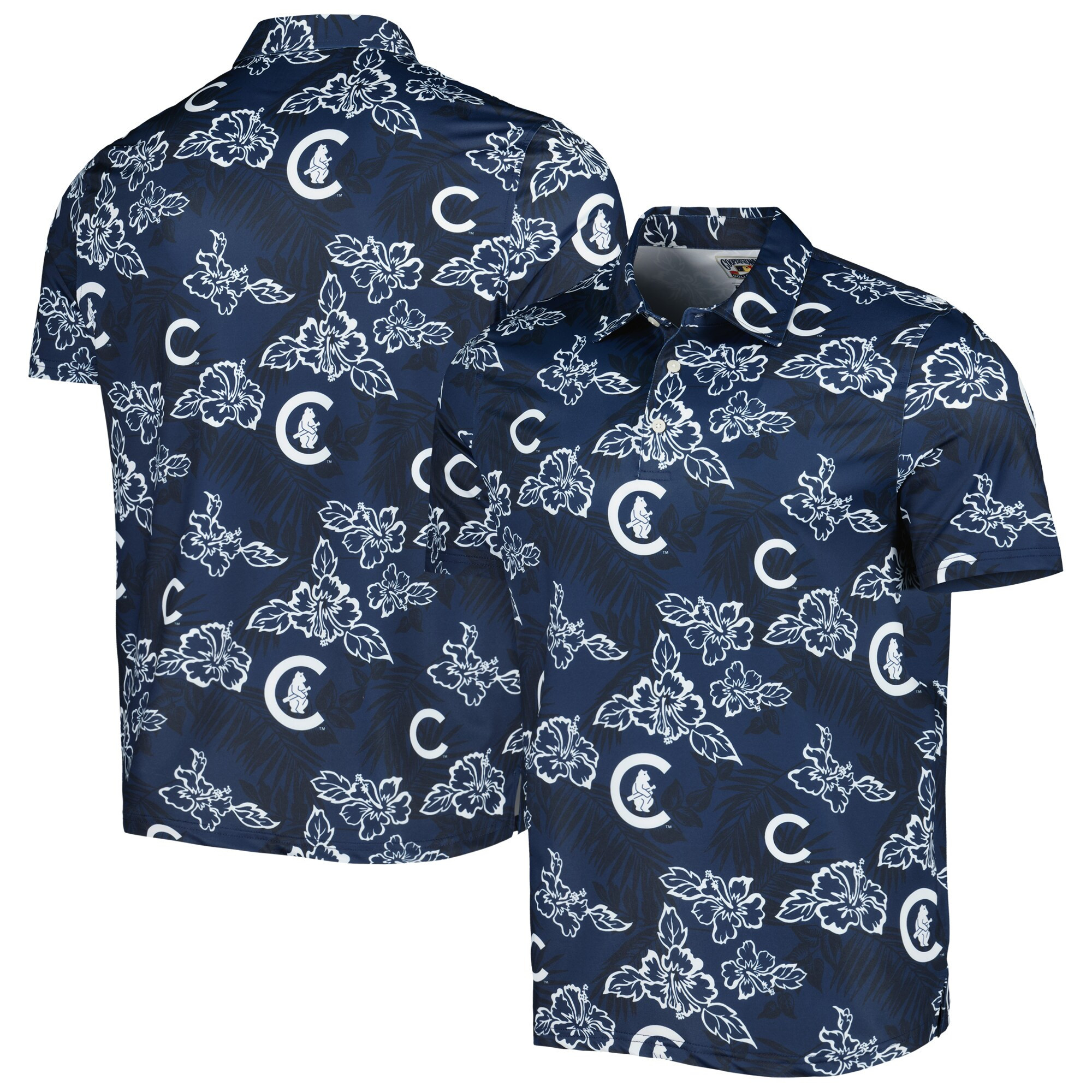Mens Chicago Cubs Reyn Spooner Navy Cooperstown Collection Puamana Print Polo Merch Gift For Loyal Fans-1