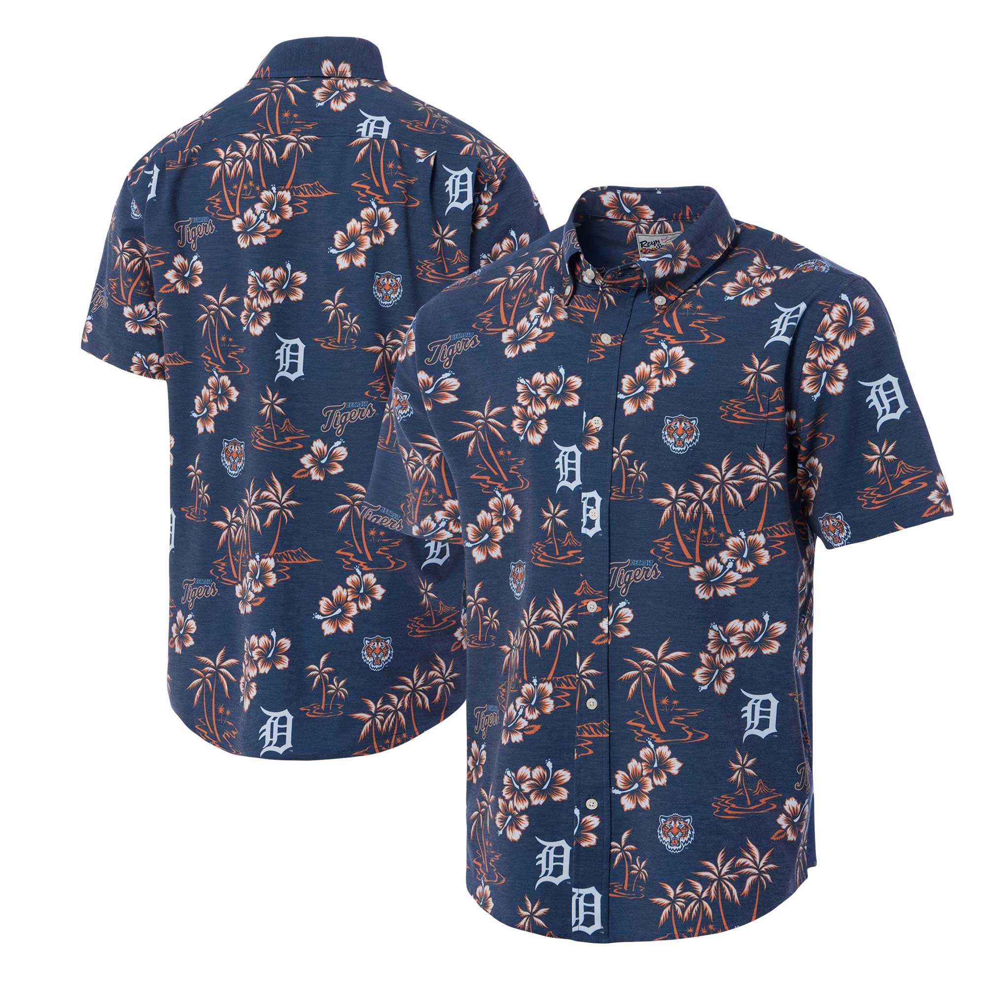 Mens Detroit Tigers Reyn Spooner Navy Hawaiian Shirt Merch Gift For MLB Supporters-1