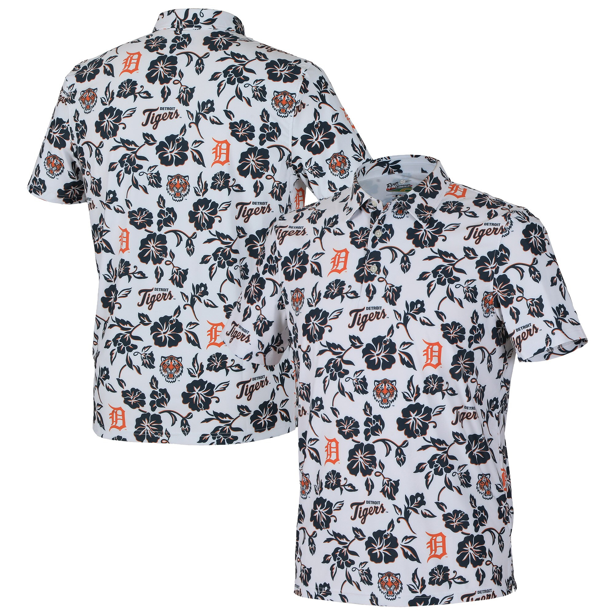 Mens Detroit Tigers Reyn Spooner White Pua Polo Shirt Merch Gift For Baseball Fans-1
