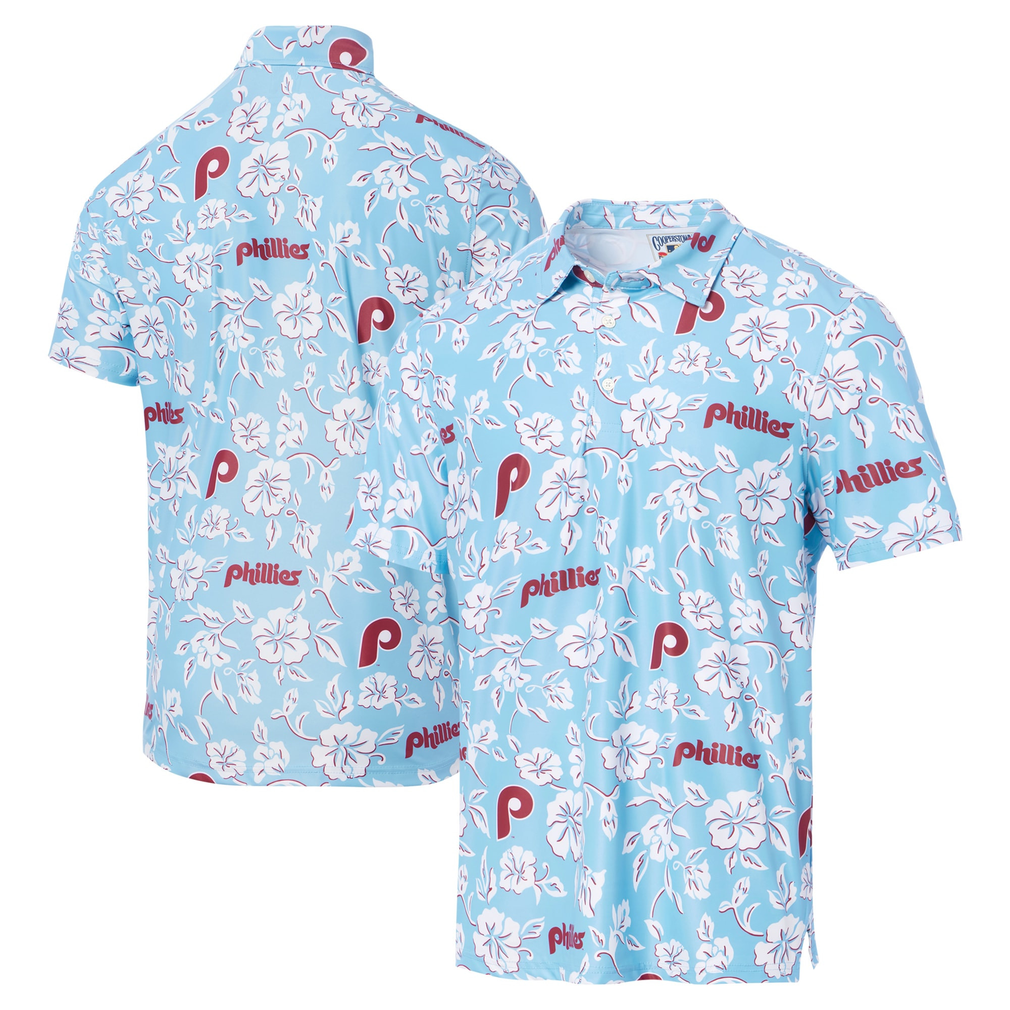 Mens Philadelphia Phillies Reyn Spooner Light Blue Cooperstown Polo Shirt Merch Gift For Every Fan-1