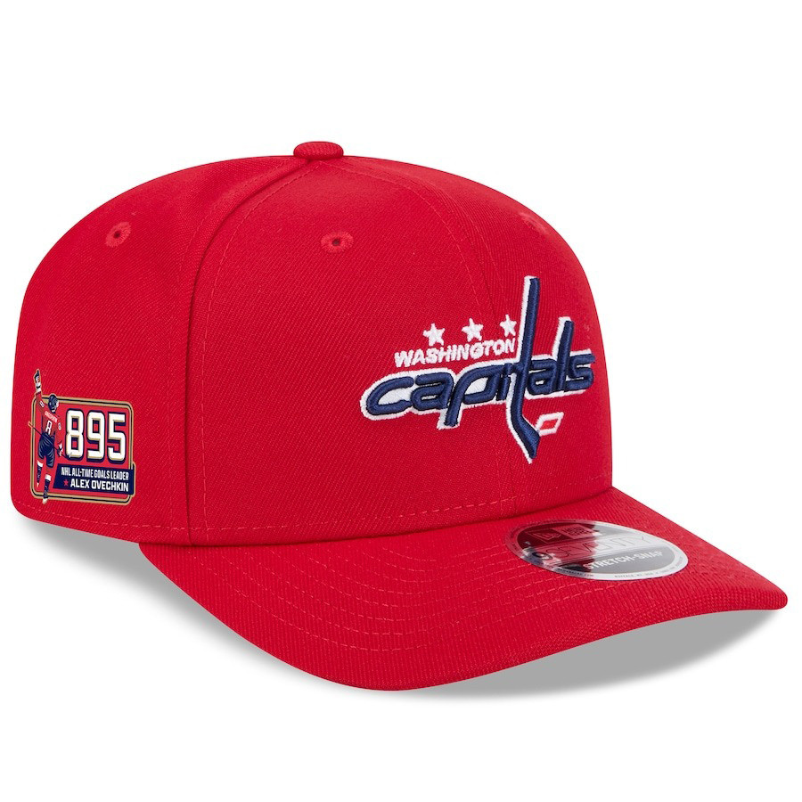 Men's Washington Capitals Alexander Ovechkin New Era Red NHL All-Time Leading Goal Scorer 895 Side Patch 9SEVENTY Adjustable Hat-1