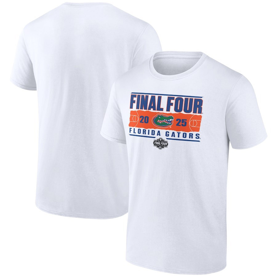 Men's White Florida Gators 2025 NCAA Men's Basketball Tournament March Madness Final Four Rebound T-Shirt-1