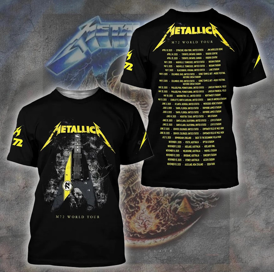 Metallica M72 World Tour 2025 3D TShirt Gifts For People Who Like Music-1
