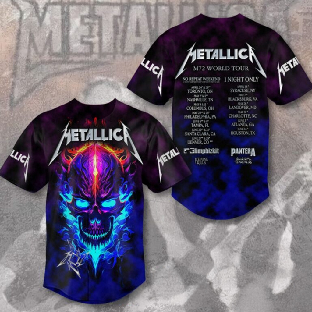 Metallica M72 World Tour 2025 Baseball Jersey Metallica Merch Gifts For Music Fans-1