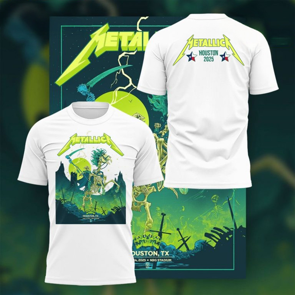 Metallica M72 World Tour Houston 25 White Shirt Metallica Merch Presents For Music Lovers-1