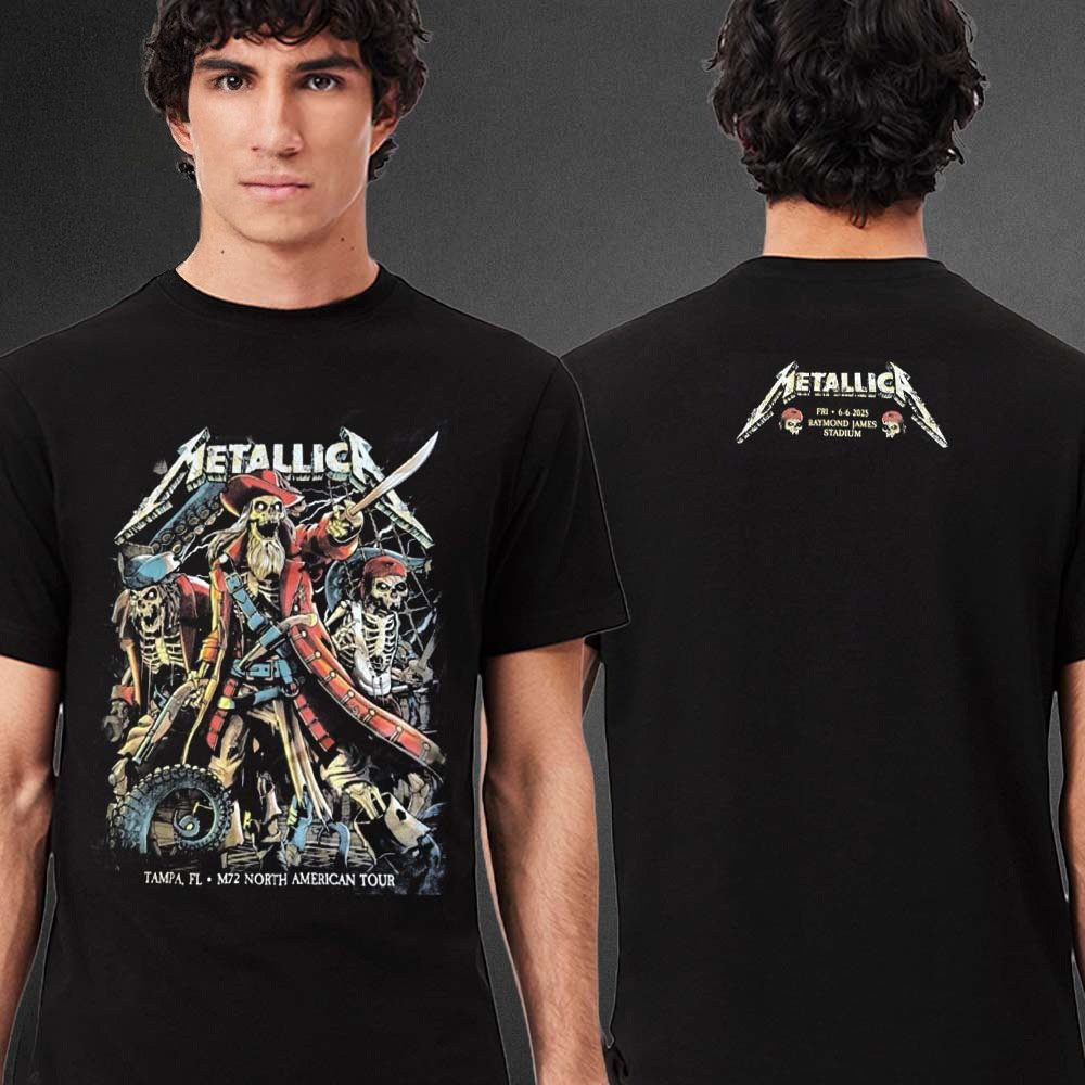 Metallica Tampa 2025 Raymond James Fl M72 North American Tour T-Shirt Gifts For Music Fans-1