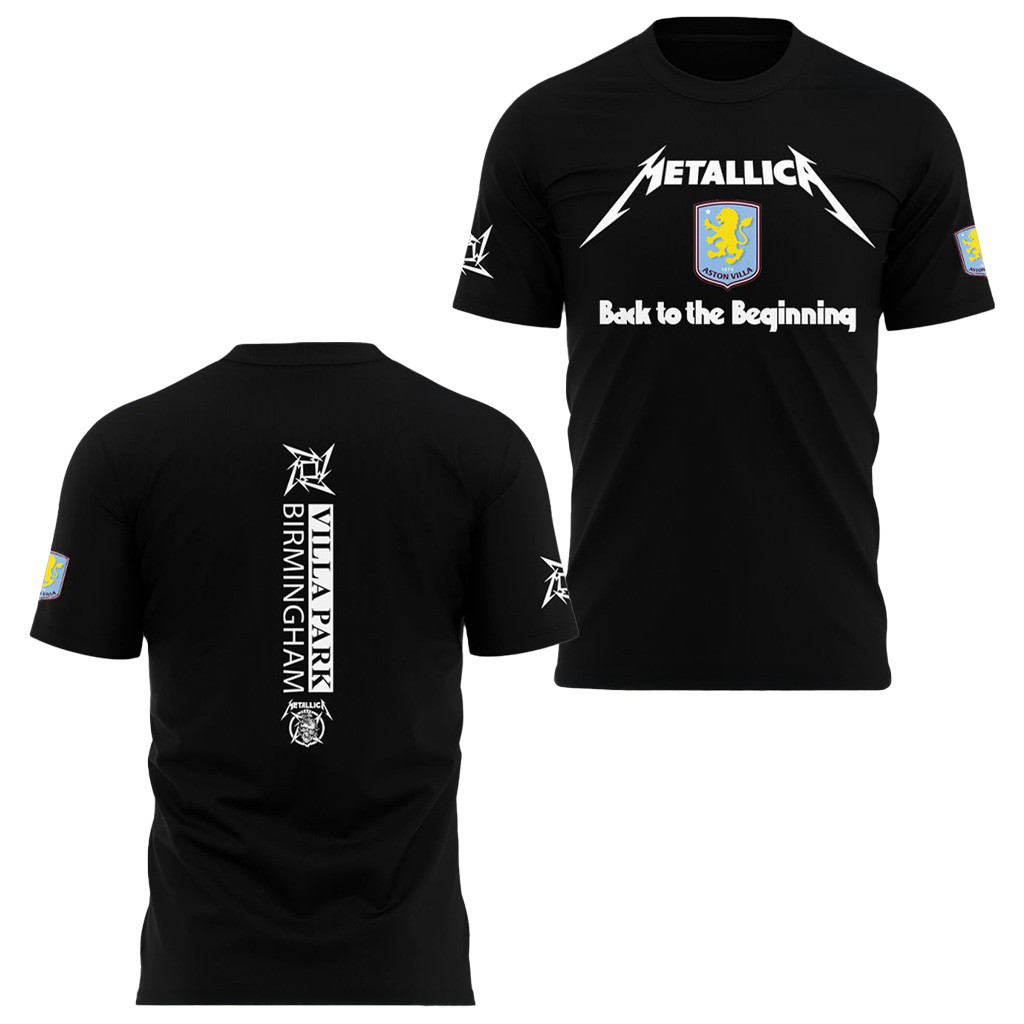 Metallica X Aston Villa Exclusive Version 2025 Black Shirt Fan Merch Gifts For Dudes-1