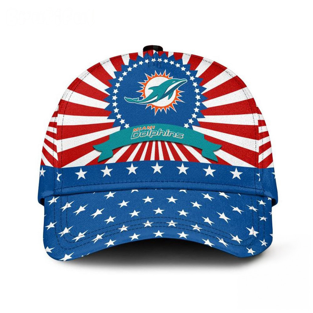 Miami Dolphins American Flag Pattern Independence Day Hat Miami Dolphins Merch For Fans-1