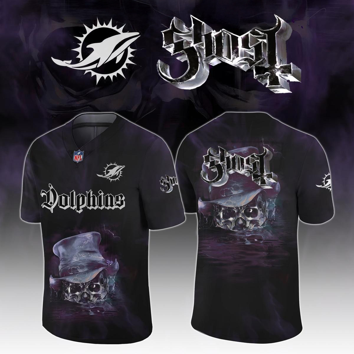 Miami Dolphins Celebration Ghost Skeletour World Tour 2025 Football Jersey Miami Dolphins Merch-1