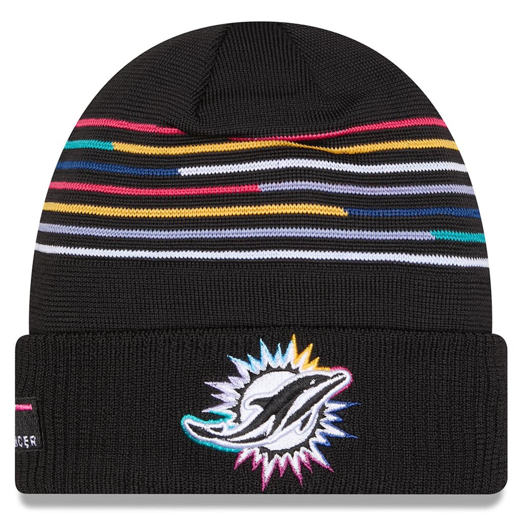 Miami Dolphins Crucial Catch NFL Beanie 2025 Rainbow Dolphins Merch Football Gifts For Men-1