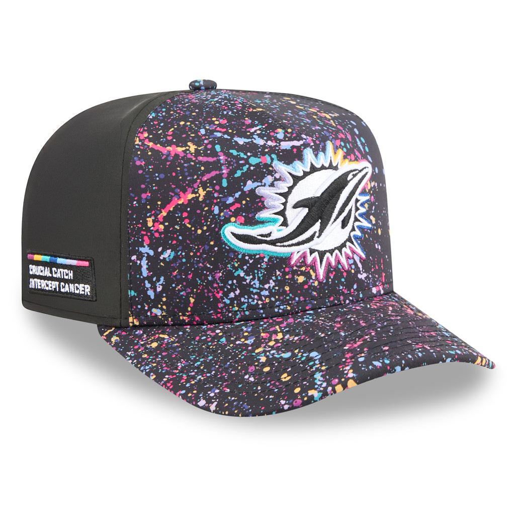 Miami Dolphins Crucial Catch NFL Embroidered Hat 2025 Rainbow Dolphins Merch-1
