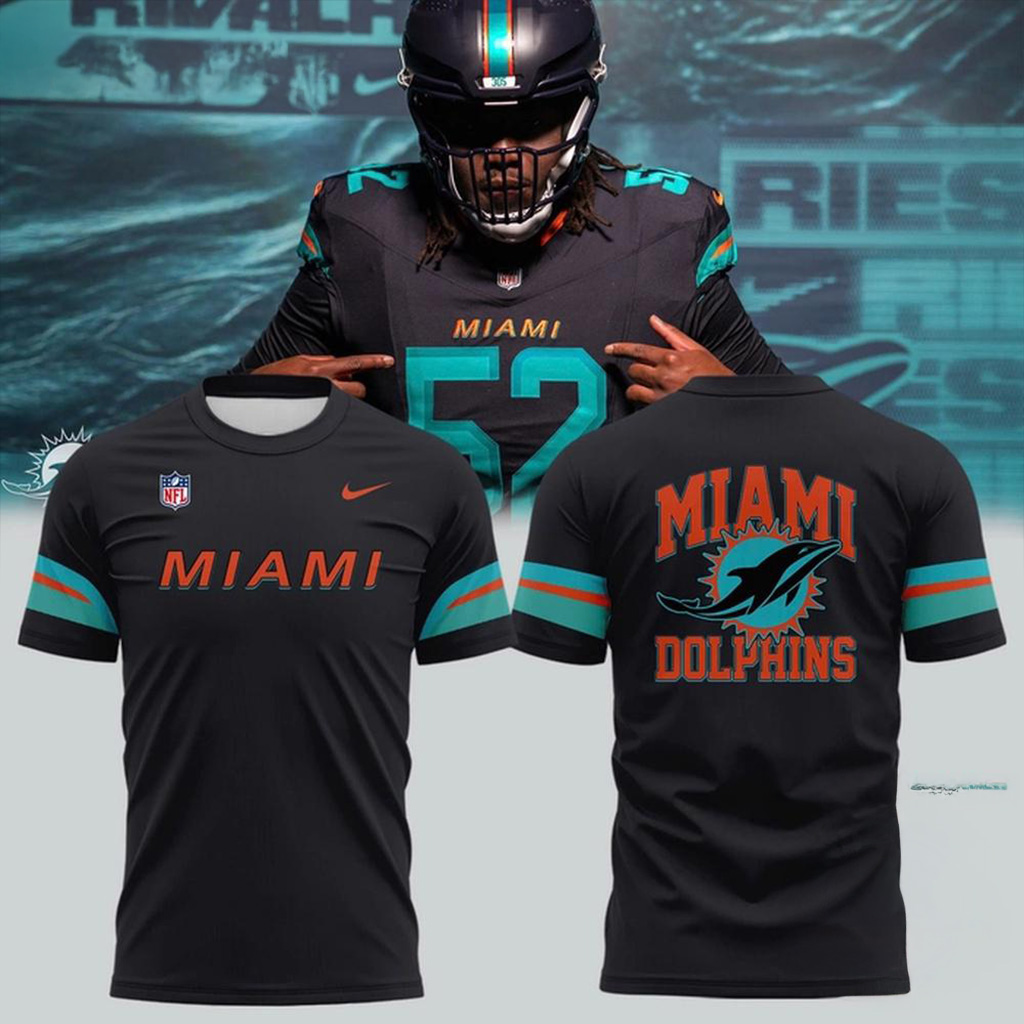 Miami Dolphins Dark Waters Rivalries Uniforms 2025 T-Shirt Miami Dolphins Merchandise-1