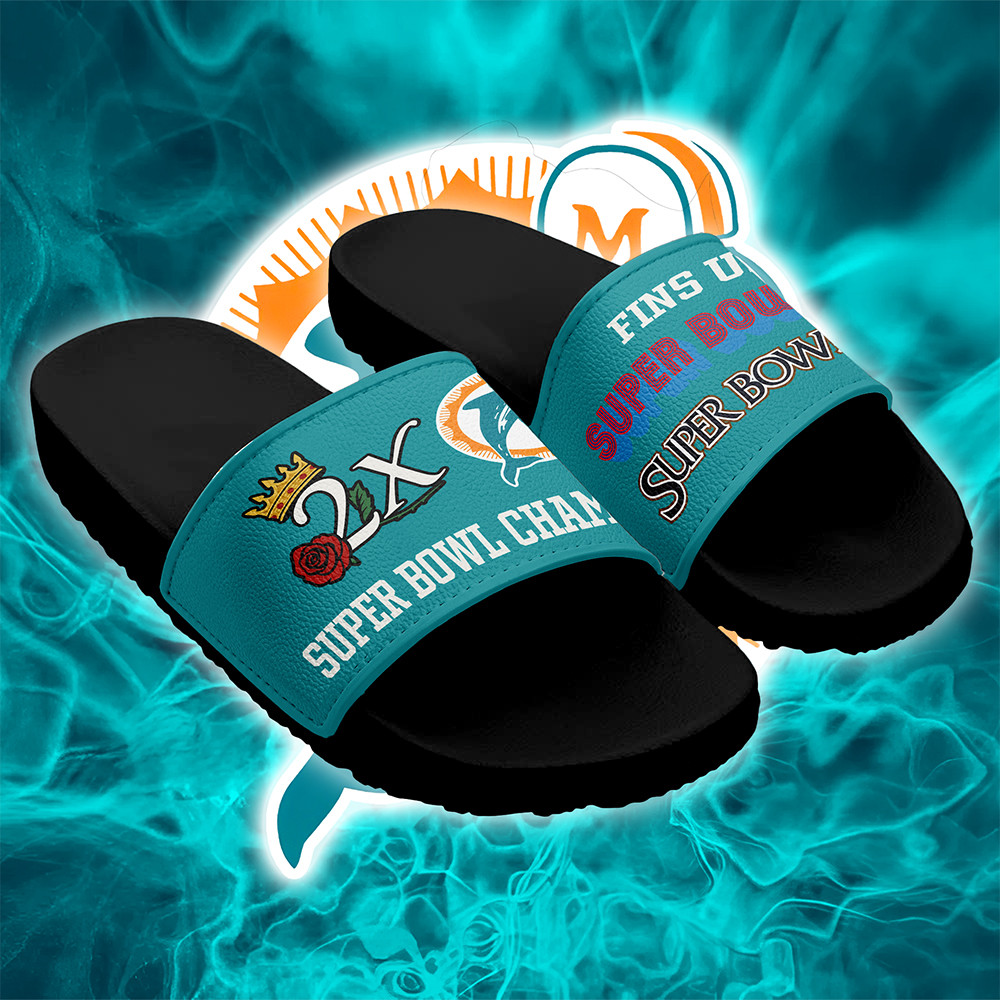 Miami Dolphins Slide Sandals Best Football Gifts For Husband-1