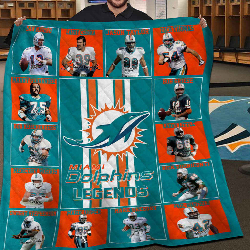 Miami Dolphins X Legends Blanket Miami Dolphins Merch Gifts For Football Fan-1